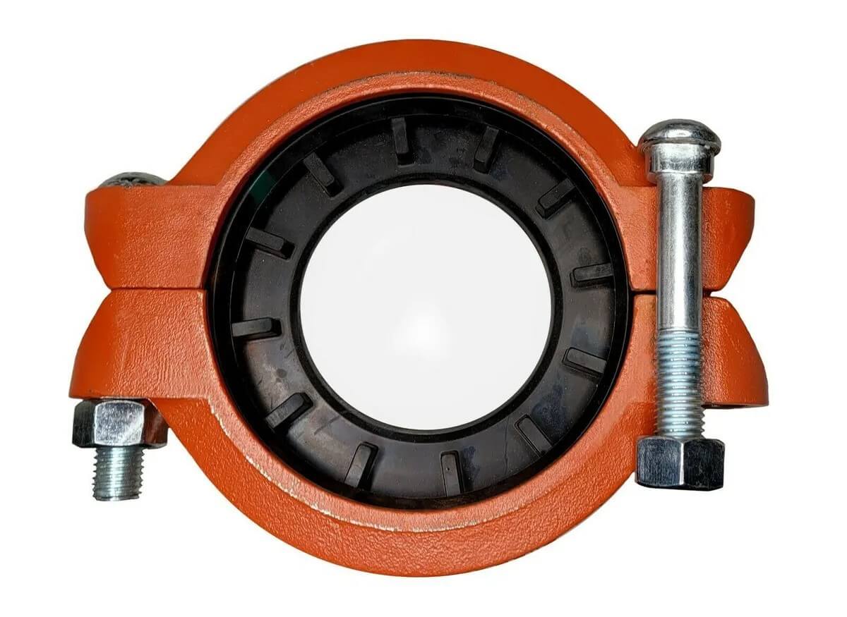 Acoplamiento reductor Tontr Hierro dúctil 3 in x 2 in Tubo de montaje Ranurado Clase 150 Naranja/Rojo